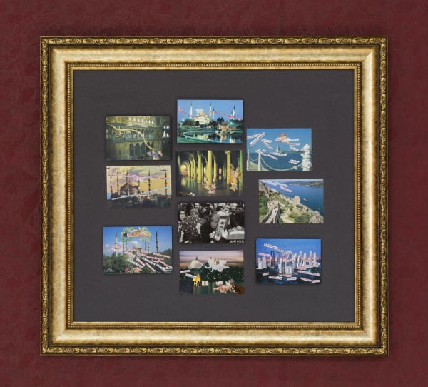 İstanbul 1 2020 postcards and mixed media 83 x 76 cm