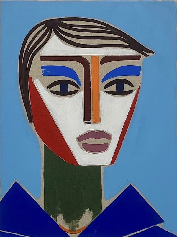 Henrik Godsk Blue 2024 Oil On Canvas 40 X 30 Cm