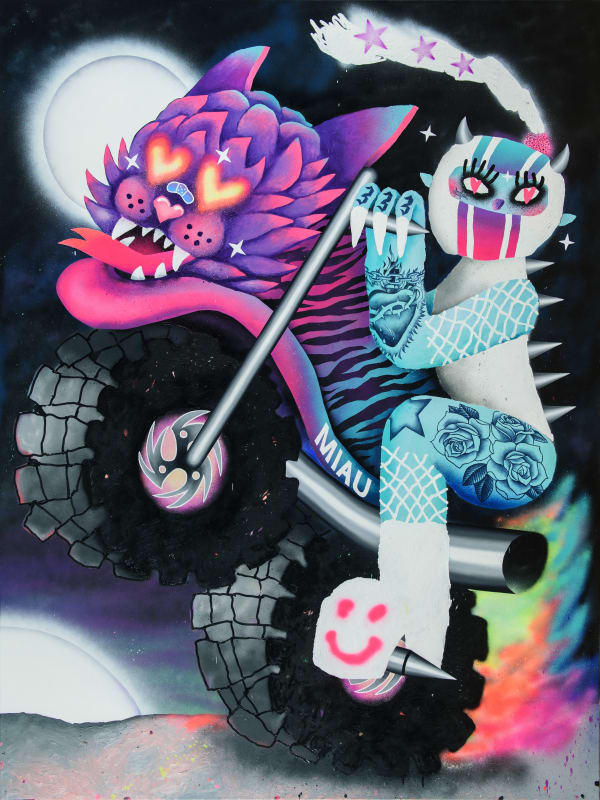 Space Mototigre 2023 Oil Acrylic And Spray Paint On Canvas 200 X 150 Cm