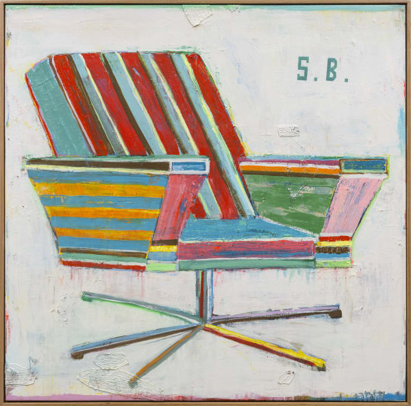 Adam Lester Syd Barrett S Armchair 5 2022 Oil And Acrylic On Truck Tarpaulin 130 5X130 5 Cm