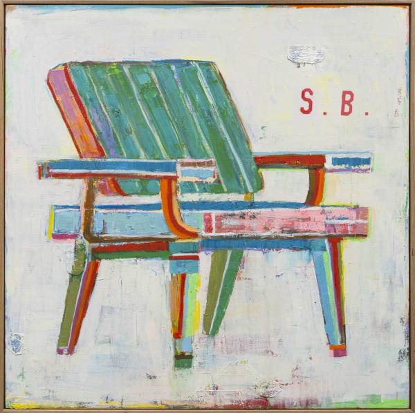 Adam Lester Syd Barrett S Armchair 6 2022 Oil And Acrylic On Truck Tarpaulin 130 5X130 5 Cm