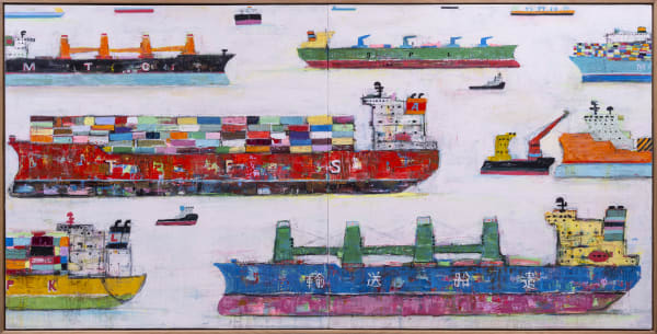 Adam Lester Waiting 2022 Acrylic And Oil On Canvas 122X244 Cm