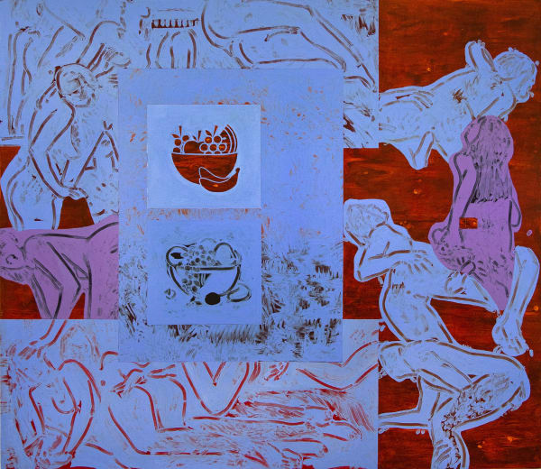 Cosimo Casoni Celebration Of Life 5 2023 Enamel Acrylic Spray Paint Finger Prints Pencil On Canvas 200 X 230 Cm