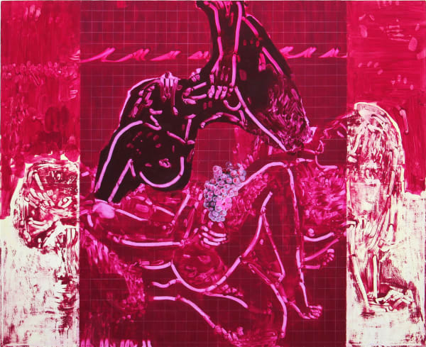 Cosimo Casoni Orgy 2 2022 Oil Painting Enamel Acrylic Finger Prints Pencil On Canvas 130 X 160 Cm