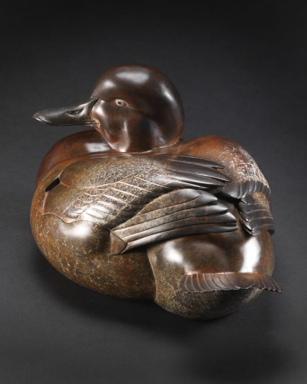 Barry Woodcraft Madagascar Pochard Bronze 15 x 32 x 19 cm