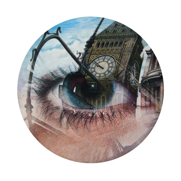 Simon Hennessey The London Eye acrylic on board 40 diameter cm