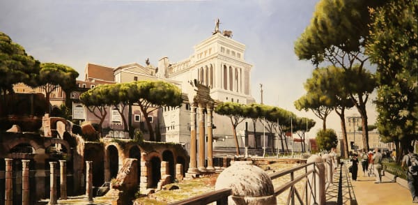 Peter Rocklin Via Dei Fori Imperiali, Rome Oil on board 50 x 100 cm