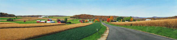 Steven Kozar "Autumn Morning Drive" Watercolour on paper 14 x 60 cm