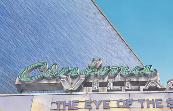 Denis Ryan "Greenwich Village Cinema" Acrylic on paper 40 x 61 cm