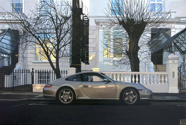 "Dawson Place/ Porsche 911" Acrylic on canvas 30 x 46 cm