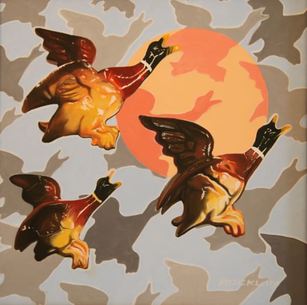 Peter Rocklin Cherished Possessions: Flock Wallpaper (Ducks) Oil on panel 30 x 30 cm