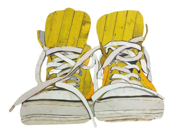 All Stars Yellow Colored salvaged wood 90 x 117 x 3.5 cm