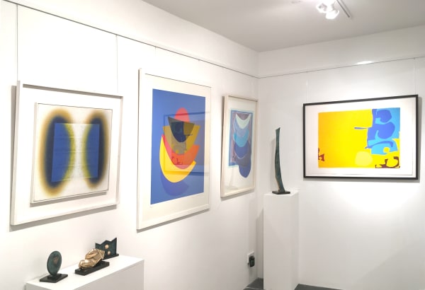 Installation of artworks in the exhibition, featuring works by Barrie Cook, Terry Frost, and Patrick Heron.