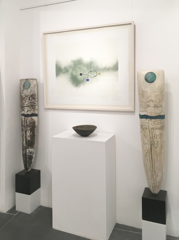 Installation of 'artworks in the exhibition, featuring works by Victor Pasmore, and Peter Hayes.