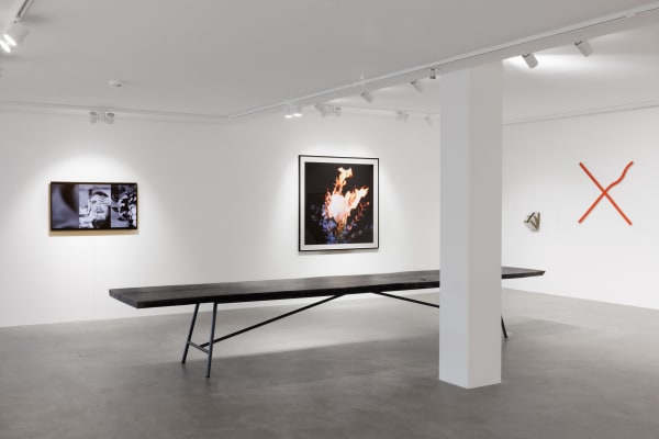 Installation view NYC | MUC | BER : Destionation Murnau with works by Marco Stanke and Michael Ullrich alongside selected paintings of NY-based artist Judy Rifka. PULPO GALLERY 2024.