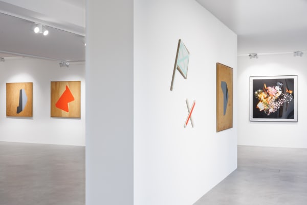 Installation view NYC | MUC | BER : Destionation Murnau with works by Marco Stanke and Michael Ullrich alongside selected paintings of NY-based artist Judy Rifka. PULPO GALLERY 2024.