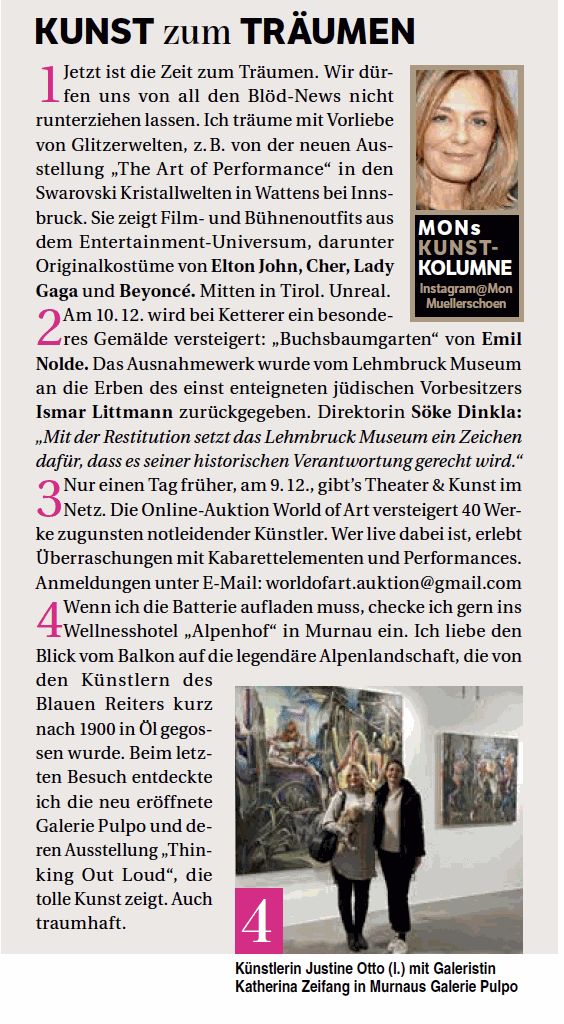 The artist Justine Otto and the gallerist Katherina Zeifang in BUNTE Magazine