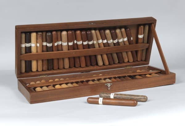 COLLECTION OF 50 CIGAR-SHAPED TROPICAL-WOOD SAMPLES, FRANCE, END 19TH CENTURY