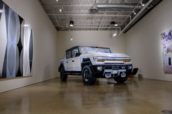 Swank, a sculptural reproduction of the electric Hummer SUPERTRUCK by Jean Lowe on exhibit at Quint Gallery in San Diego.