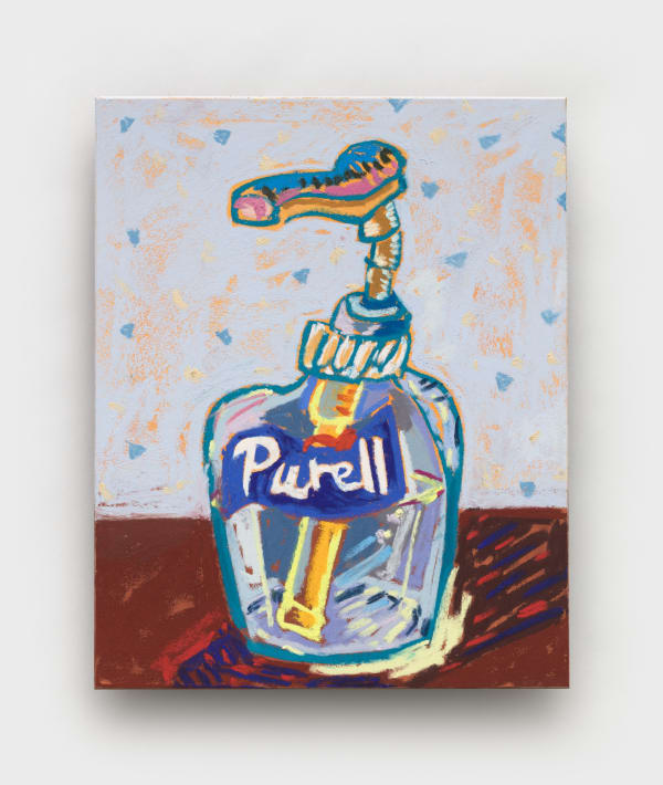 Purell Clock: Day (5 O’Clock), 2023, Soft Pastel & Gouache on Panel, 10” x 8”. Courtesy the artist and Rachel...