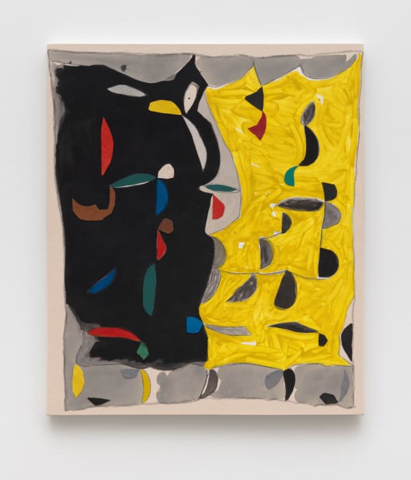 Strauss Bourque-LaFrance, 'Curtain Club', flashe, acrylic, gouache, graphite, canvas collage, adhesives, 35 x 41 x 1 1/4 in (88.9 x...