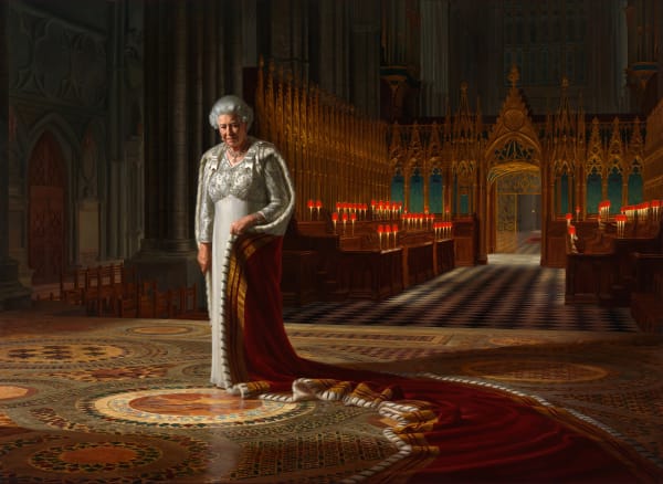 The Coronation Theatre: Her Majesty Queen Elizabeth II 2012 Oil on canvas 250 x 342 cm Westminster Abbey Collection VIEW MORE