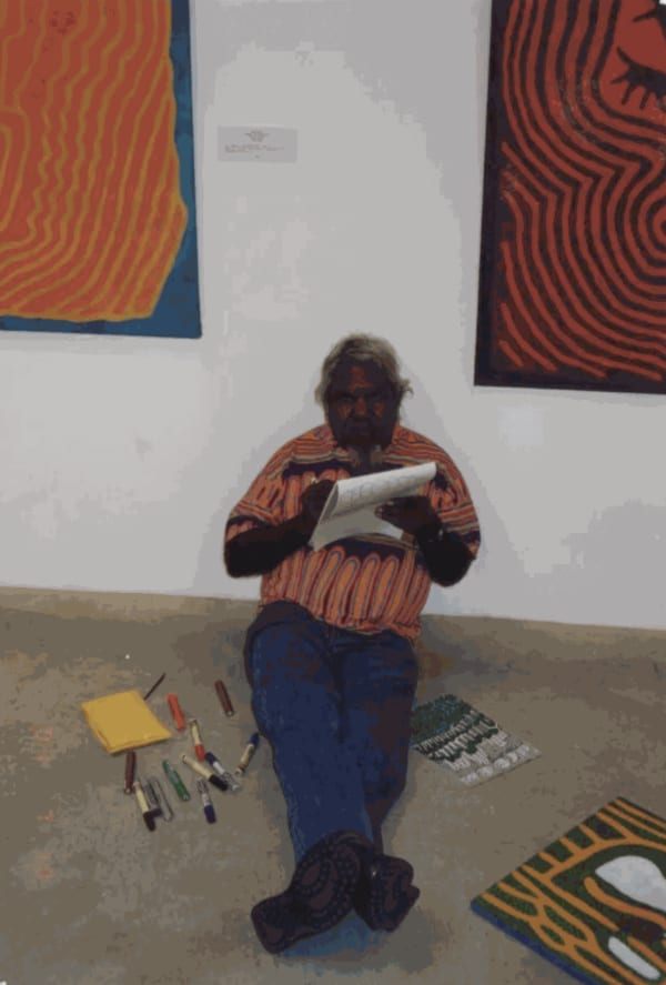 Jimmy Pike at the Rebecca Hossack Art Gallery, 12 February 1991