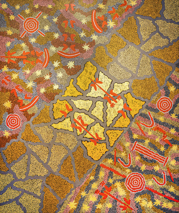 Clifford Possum Tjapaltjarri painting Kangaroo Dreaming, 1986