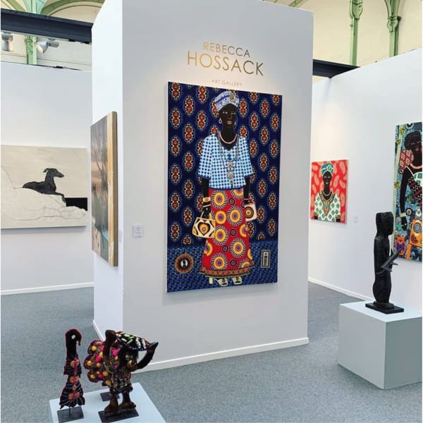 Aboriginal art on display at the Rebecca Hossack Art Gallery pop-up at Art Paris 2020 art fair
