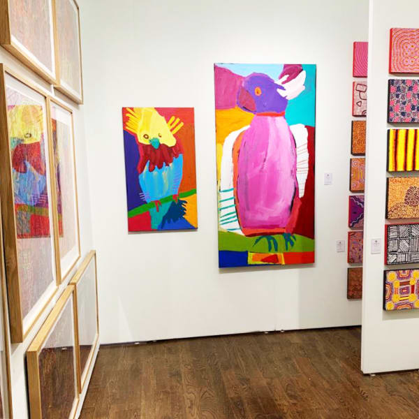 Contemporary art on display at the Rebecca Hossack Art Gallery pop-up at London Art Fair 2020