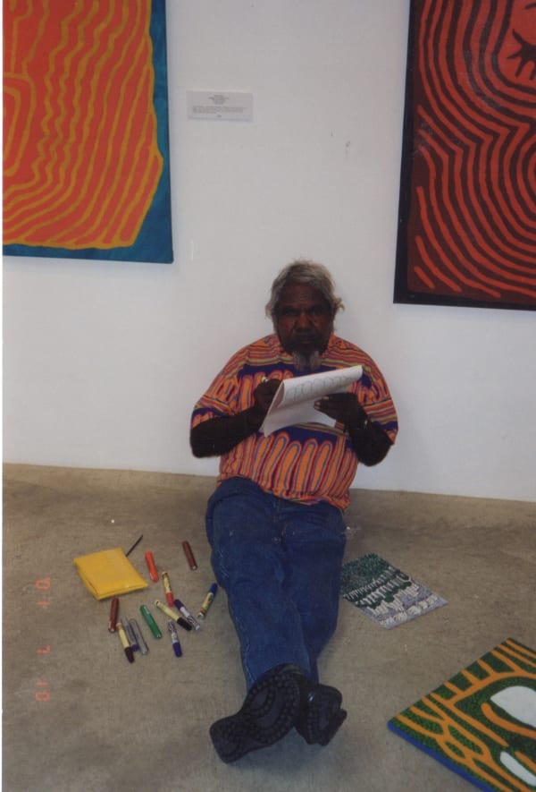 Artist Jimmy Pike at the Rebecca Hossack Art Gallery, London