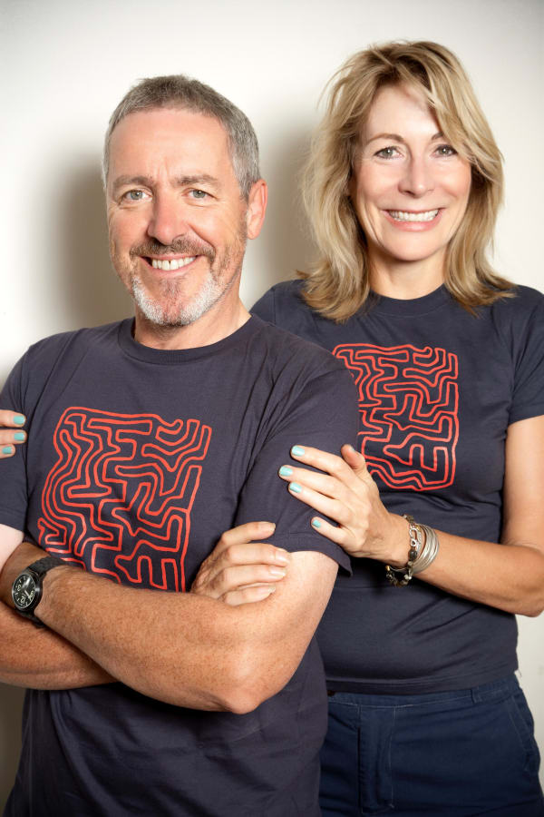 Rebecca Hossack and Griff Rhys Jones