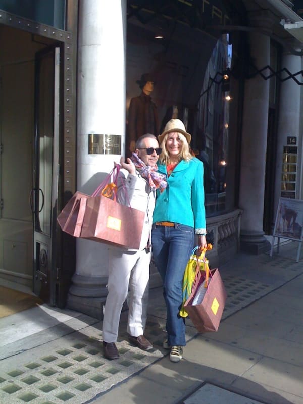 Rebecca Hossack with Tony Tugnut in Bond Street