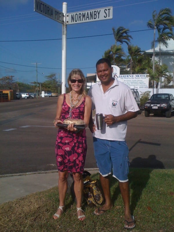 Alek Tipoti and Rebecca Hossack on Thursday Island, Torres Strait Islands