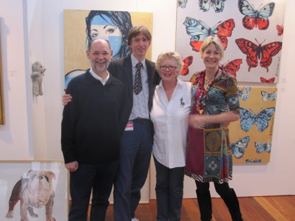 Rebecca Hossack with Matthew Sturgis and Susan Wise in Melbourne