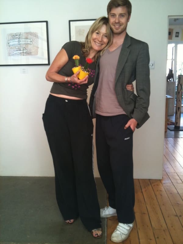 Rebecca Hossack with James Green at Rebecca Hossack Art Gallery