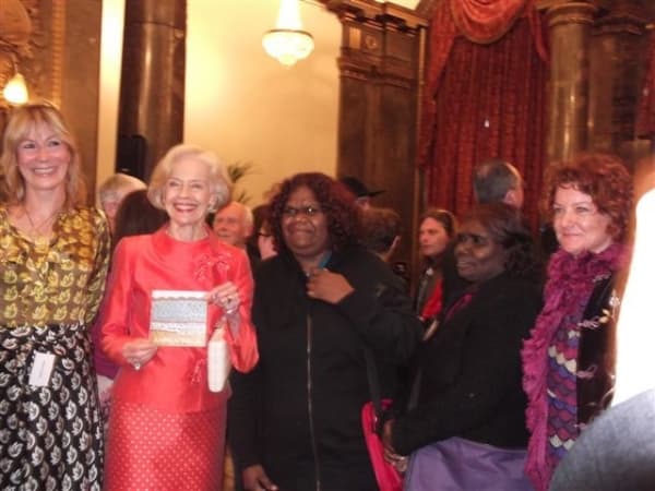 Rebecca Hossack, Quentin Bryce and artists from Ampilatwaja at Australia House, London