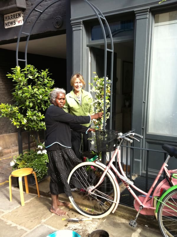 Rebecca Hossack and artist Judy Manany in London