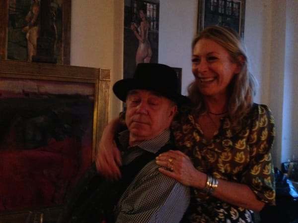 Rebecca Hossack with artist Geoffrey Humphries in Venice