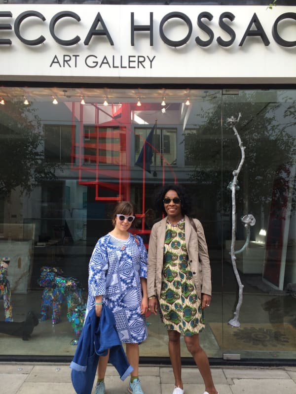 Donna Clarke outside Rebecca Hossack Art Gallery