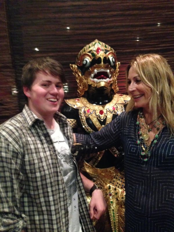 Rebecca Hossack with John Stirk in Alice Springs