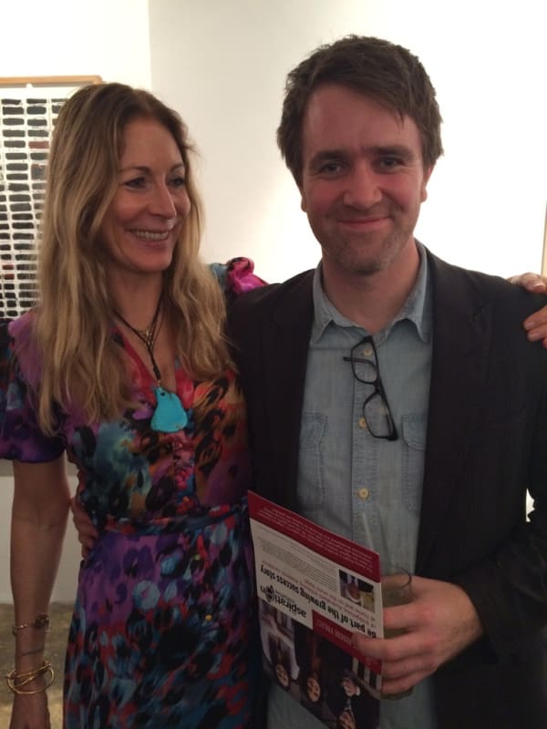 Rebecca Hossack with John Slack at Rebecca Hossack Art Gallery