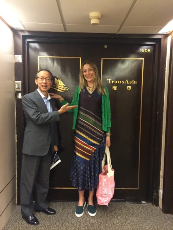 Rebecca Hossack with Jesse Chang at Hong Kong Central
