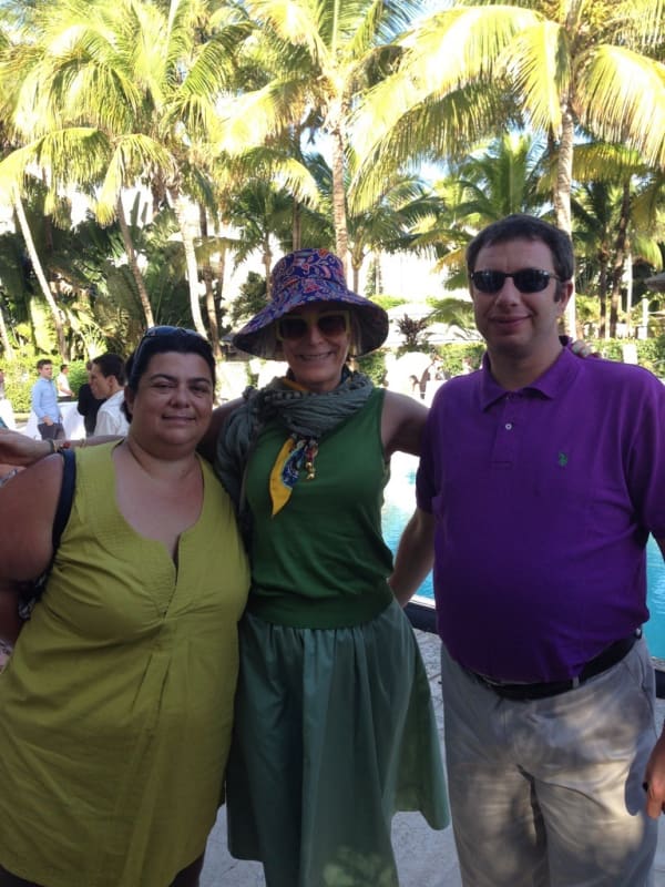 Rebecca Hossack with Sophie and Arnaud Blanchet in Miami