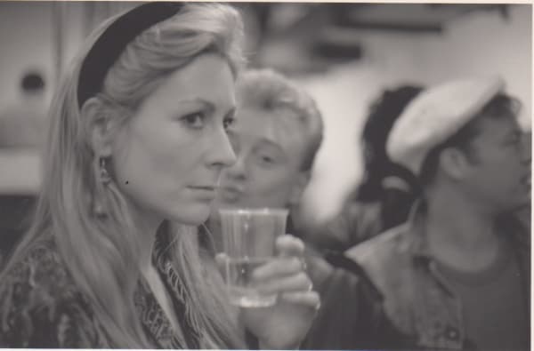 Rebecca Hossack and UB40 singer Robin Campbell at Rebecca Hossack Art Gallery