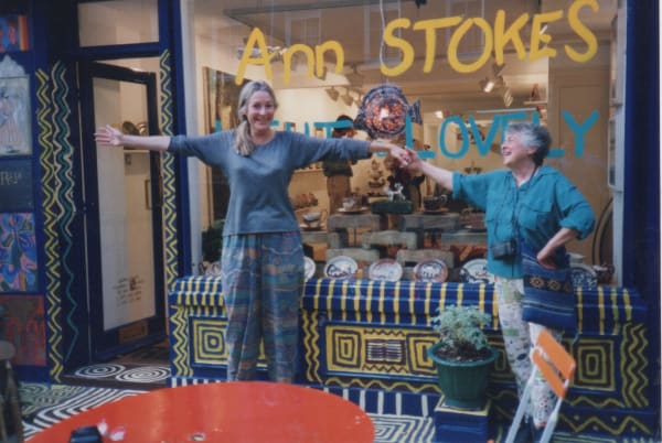 Rebecca Hossack and Ann Stokes outside the Gallery