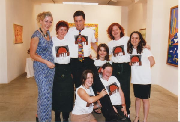 Rebecca Hossack with Ken Done at the Gallery