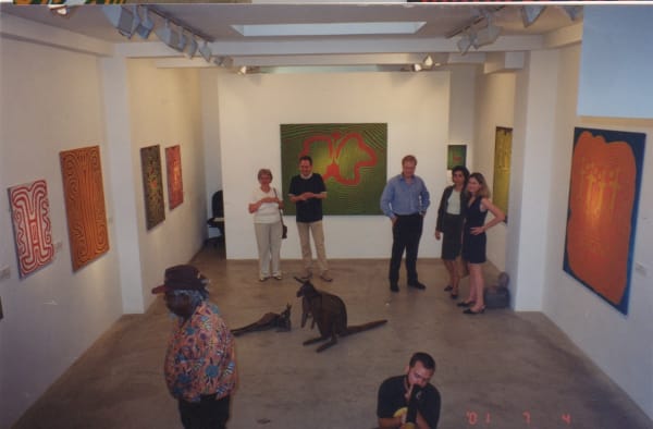 Jimmy Pike at his exhibition at Rebecca Hossack Art Gallery, 35 Windmill Street