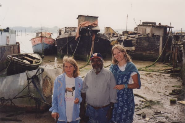 Rebecca Hossack with artist Jimmy Pike and Pat Lowe
