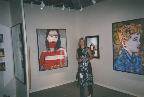 Rebecca Hossack at David Bromley's exhibition at Rebecca Hossack Art Gallery